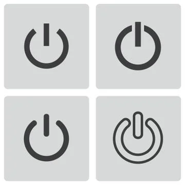 Vector black shut down icons set Stock Illustration