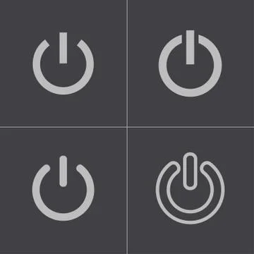 Vector black shut down icons set Stock Illustration