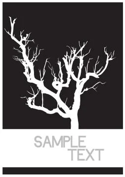 Vector black silhouette of a bare tree Stock Illustration