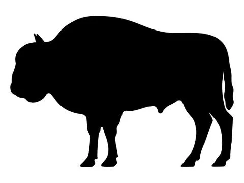 Vector black silhouette of a bison Stock Illustration