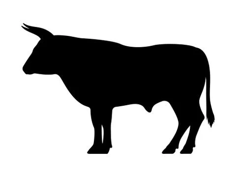 Vector black silhouette of a bull Stock Illustration
