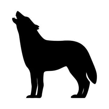 Vector black silhouette of a howling wolf Stock Illustration