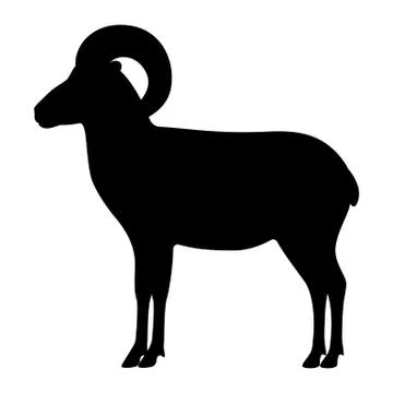 Vector black silhouette of a mountain ram Stock Illustration