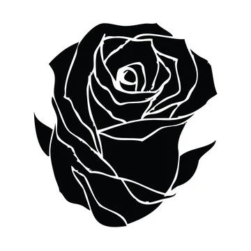 Vector Black silhouette of a rose Stock Illustration