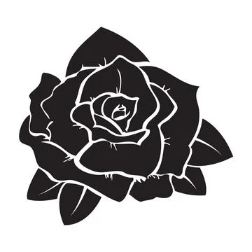 Vector Black silhouette of a rose vector design isolated Stock Illustration