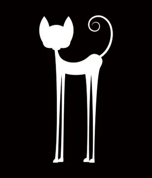 Vector black silhouette of a sitting cat. Stock Illustration