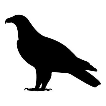 Vector black silhouette of a standing eagle Illustrazione stock