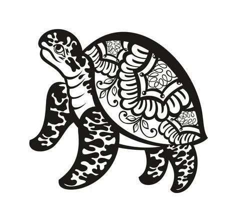 Vector black silhouette of a turtle Stock Illustration