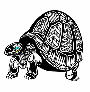 Vector black silhouette of a turtle isolated on a white background Stock Illustration