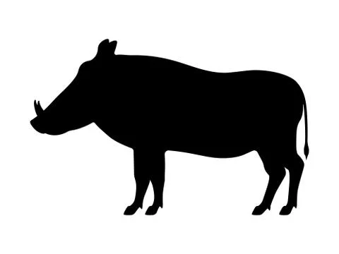 Vector black silhouette warthog Stock Illustration
