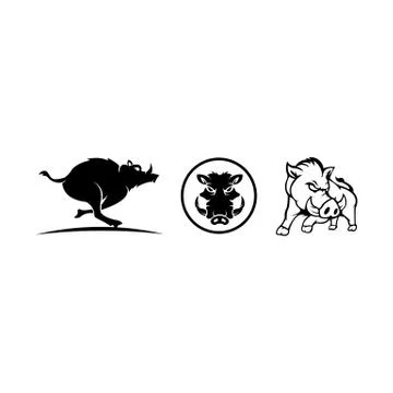 Vector black silhouette of the wild boar Stock Illustration