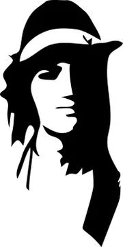 Vector black silhuette of a man hippy Stock Illustration
