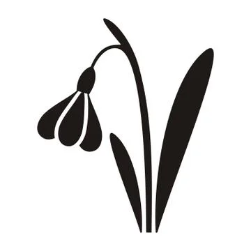 Vector black snowdrop silhouette icon easter symbol Stock Illustration