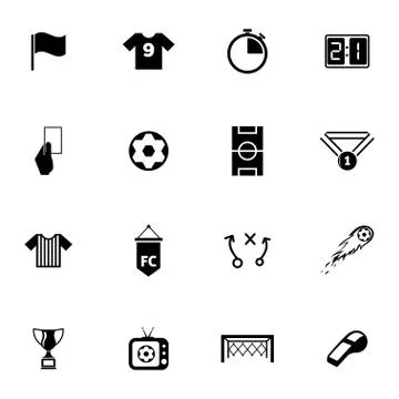 Vector black  soccer  icons set Stock Illustration
