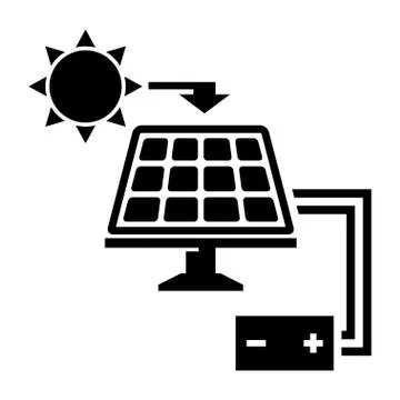 Vector black solar panel icon Illustrazione stock