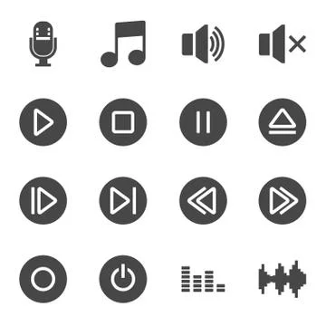 Vector black sound icons set Illustrazione stock