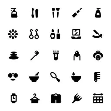 Vector Black Spa Icons Set Stock Illustration