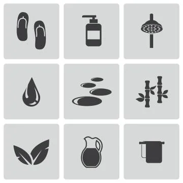 Vector black spa icons set Stock Illustration