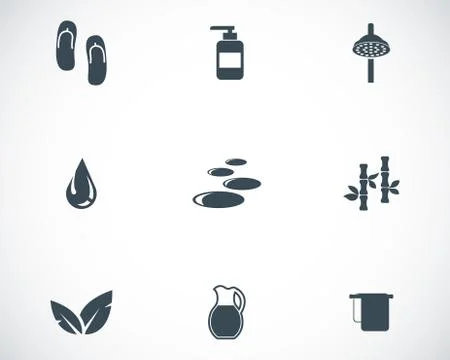 Vector black spa icons set Illustrazione stock