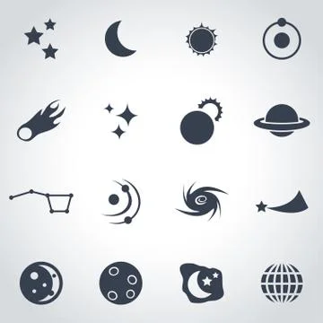 Vector black space icon set Stock Illustration