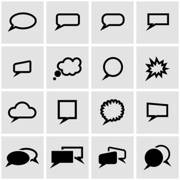 Vector black speach bubbles icon set 스톡 일러스트