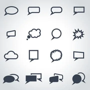 Vector black speach bubbles icon set 스톡 일러스트