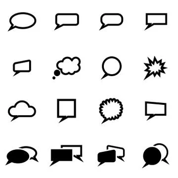 Vector black speach bubbles icon set 스톡 일러스트