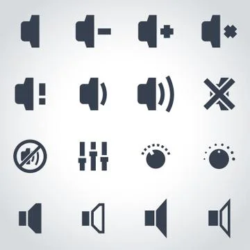 Vector black speaker icon set Stock Illustration