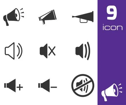 Vector black speaker icons set Stock Illustration
