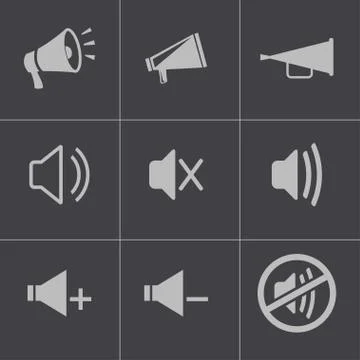 Vector black speaker icons set Stock Illustration
