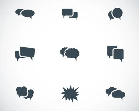 Vector black speech bubble icons set Stock Illustration