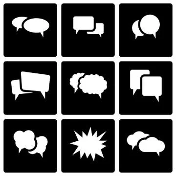 Vector black speech bubbles icon set Stock Illustration