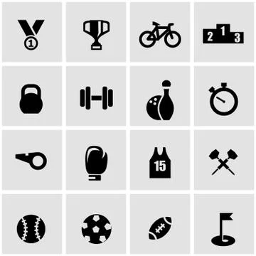 Vector black sport icon set Stock Illustration