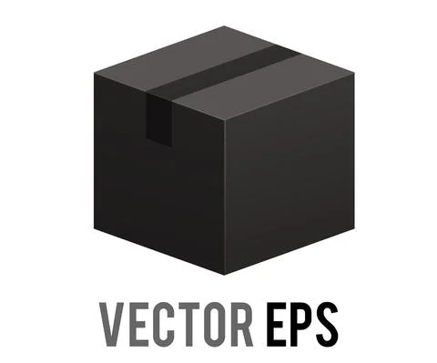 Vector black square recycled cardboard product parcel box icon with packing t 스톡 일러스트