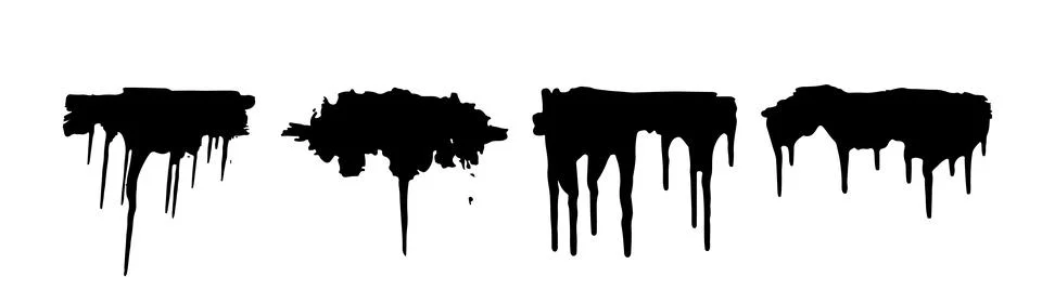 Vector black stain splatter isolated drop. Black splash ink paint abstract shape Stock Illustration