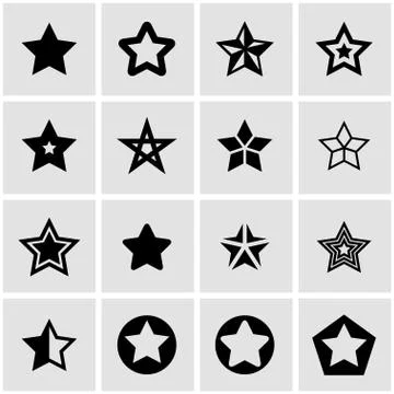 Vector black stars icon set Stock Illustration