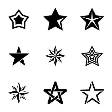 Vector black stars icons set Stock Illustration