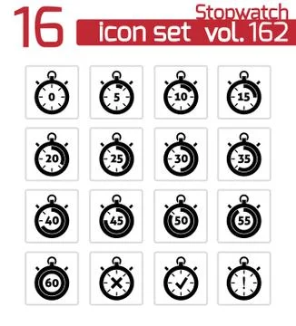 Vector black stopwatch icons set Stock Illustration
