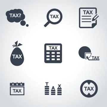 Vector black tax icon set Stock Illustration