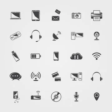 Vector black Technology icons set Stock Illustration