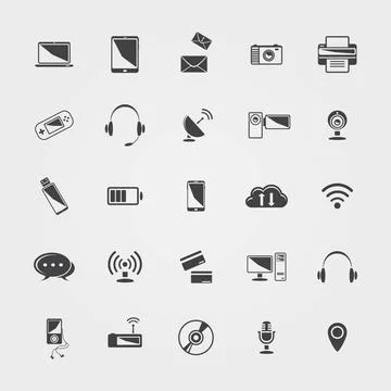 Vector black Technology icons set Vector black Technology icons set isolat... Stock Photos