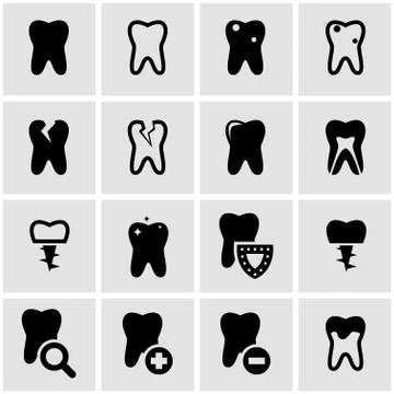 Vector black teeth icon set Stock Illustration