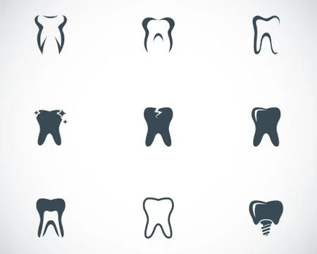 Vector black teeth icons set Stock Illustration