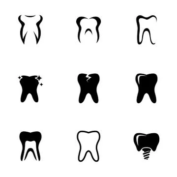 Vector black teeth icons set Stock Illustration