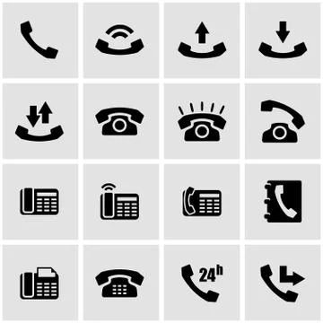 Vector black telephone icon set Stock Illustration