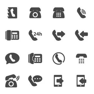 Vector black telephone icons set Stock Illustration