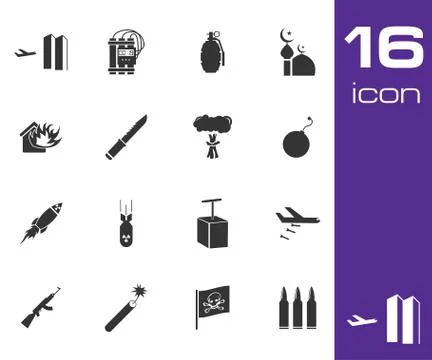 Vector black  terrorism icons set Stock Illustration