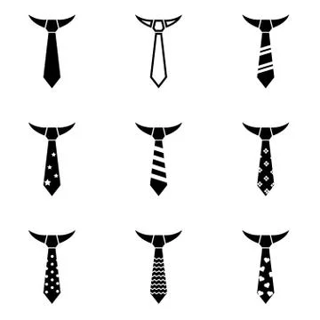 Vector black tie icon set Stock Illustration
