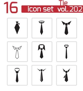 Vector black tie icons set Stock Illustration