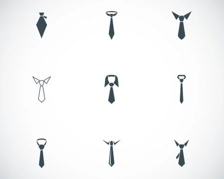 Vector black tie icons set Stock Illustration